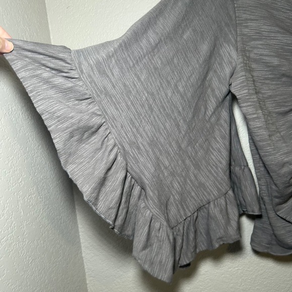 Earthbound Gray Ruched Top Women's Medium boho minimal indie festival granola - Picture 2 of 6
